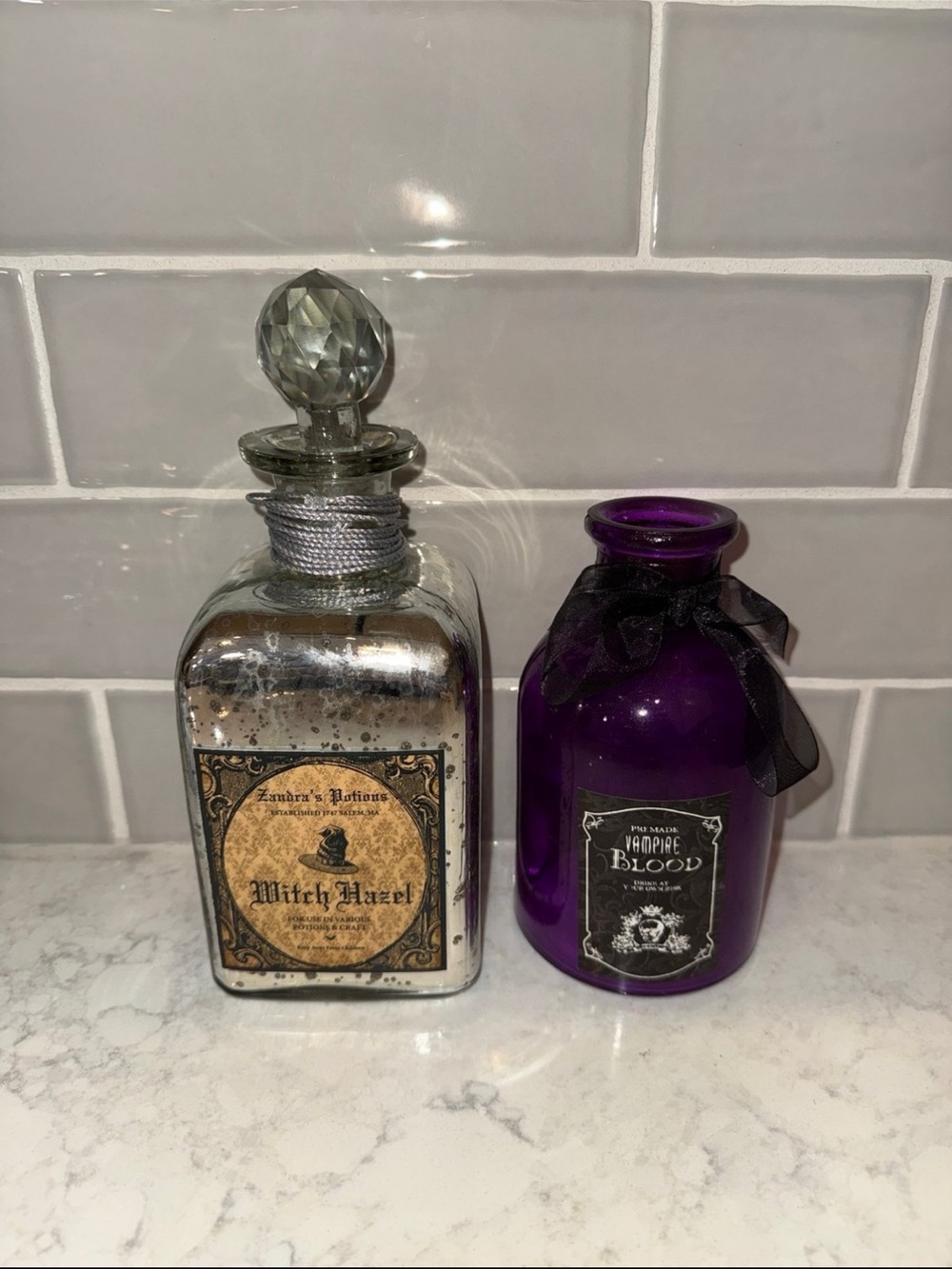 Zandra's Witch Hazel Potion and Vampire Blood Halloween Bottles